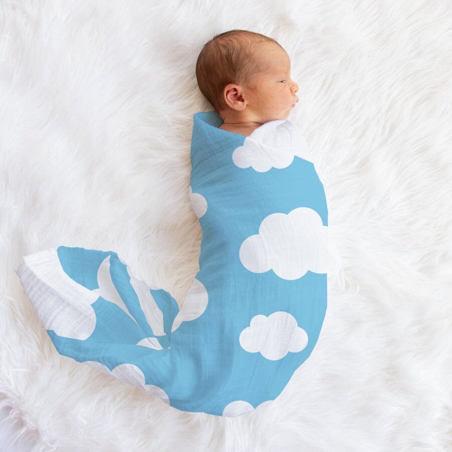 Muslin Swaddle Baby Blanket - Blue Skies Swaddle Blanket Geople 