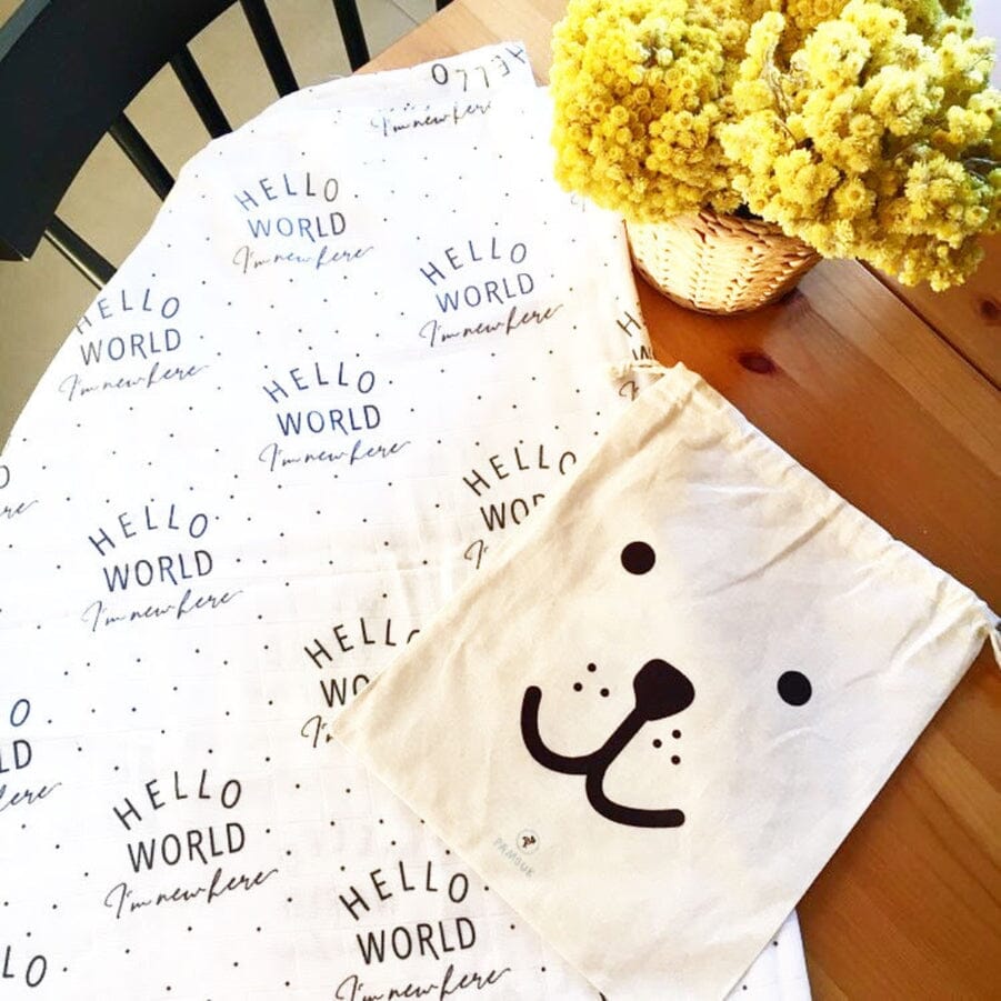 Muslin Swaddle Baby Blanket, Organic - Hello World Swaddle Blanket Geople 