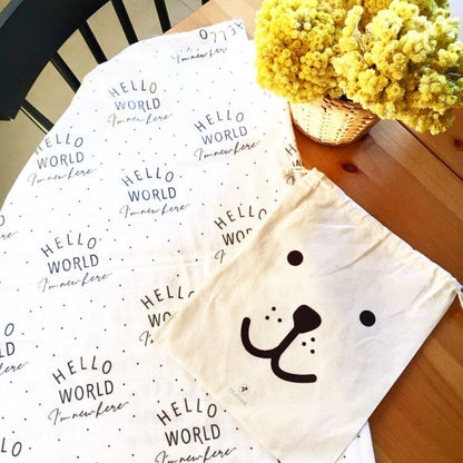 Muslin Swaddle Baby Blanket, Organic - Hello World Swaddle Blanket Geople 