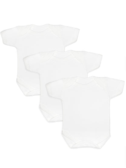 3 Pack - 100% Cotton White Short Sleeved Bodysuits Set/Multipack Little Mouse Baby Clothing & Gifts 