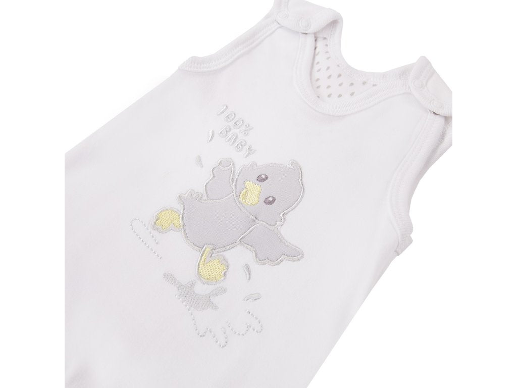 Early Baby Top & Chick Footed Dungarees Set - White Dungaree EEVI 