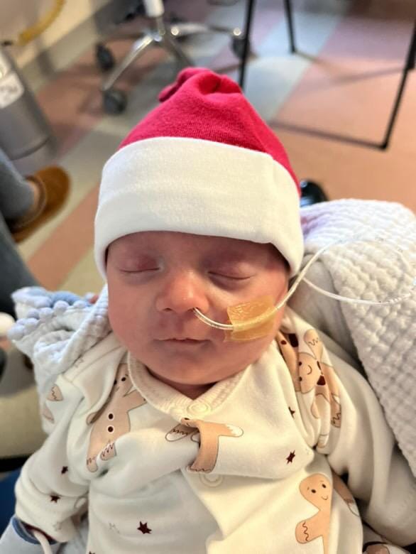 Premature Baby Knotted Santa Hat, Premium 100% Organic Cotton Hat Tiny & Small 