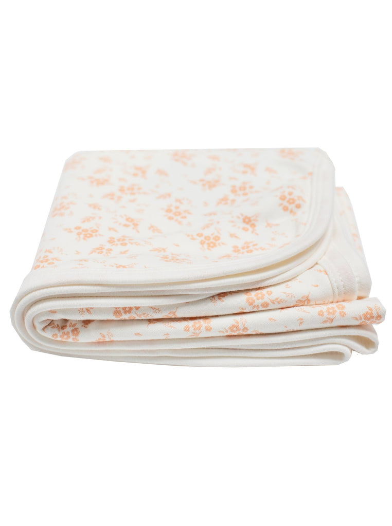 Organic Cotton Baby Blanket, Apricot Floral Blanket Tiny & Small 