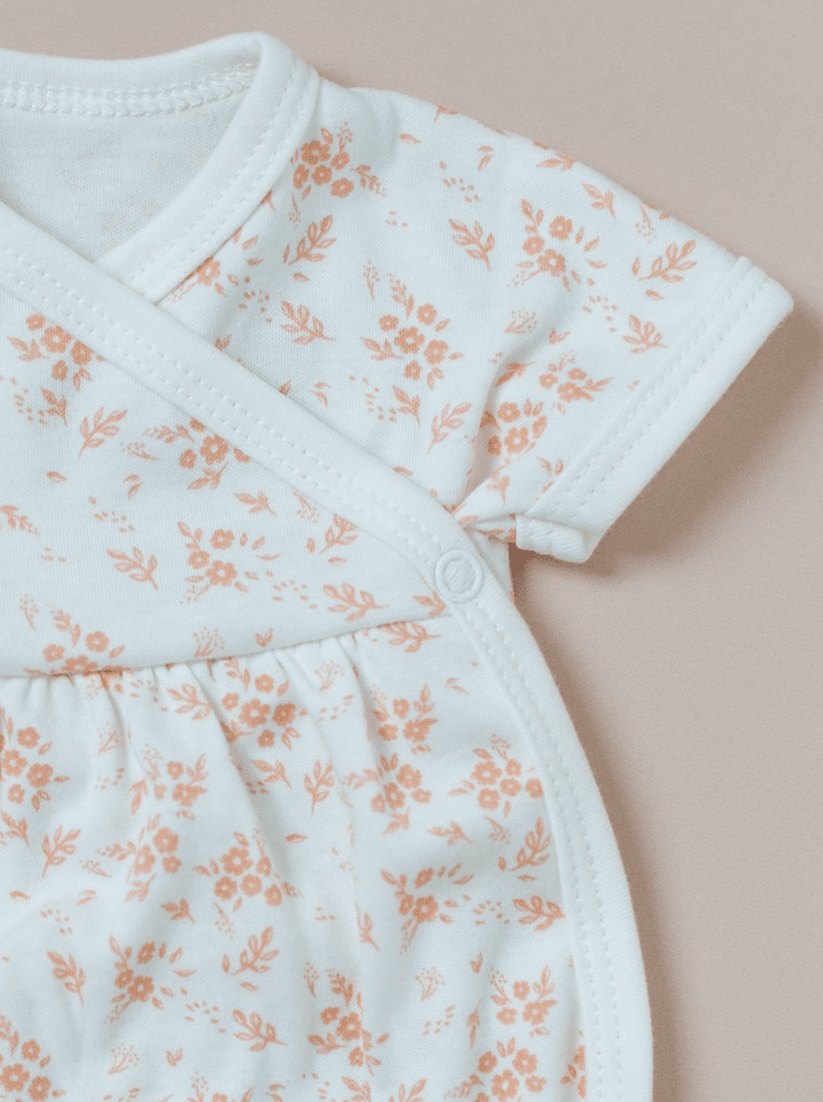 Dress, Apricot Floral, Premium 100% Organic Cotton Dress Tiny & Small 