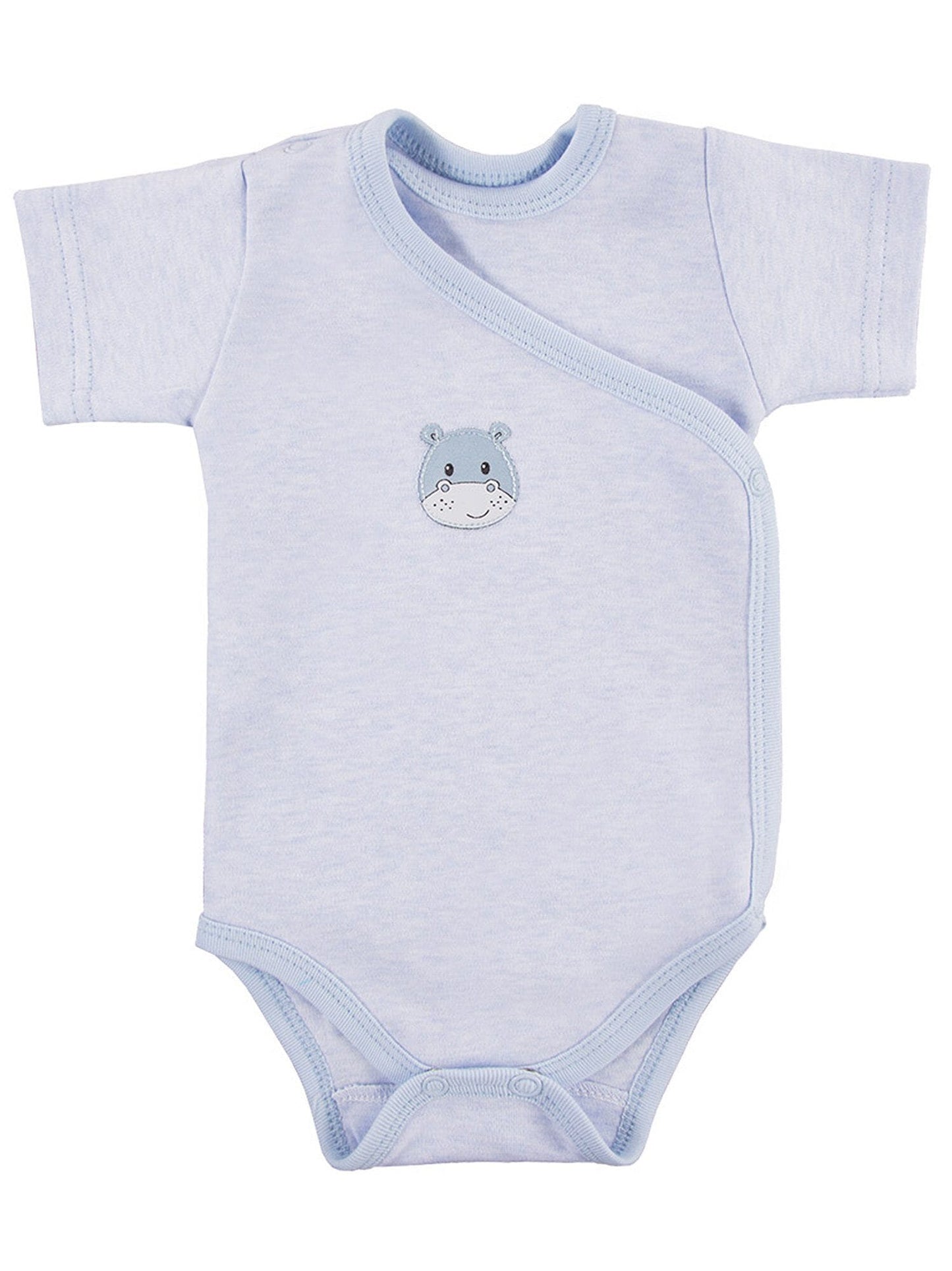 Early Baby Short Sleeved Bodysuit, Cute Hippo Design - Blue Bodysuit / Vest EEVI 