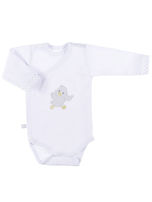 Early Baby Bodysuit, Embroidered Little Chick Design - White Bodysuit / Vest EEVI 