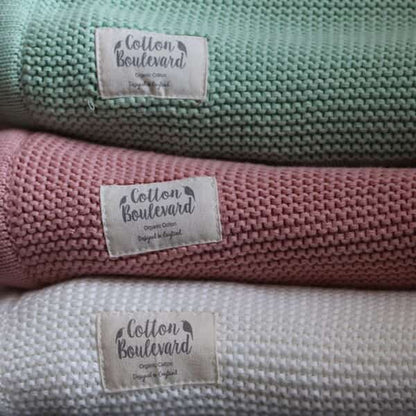 Organic Cotton Knitted Blanket - Pink Blanket Cotton Boulevard 