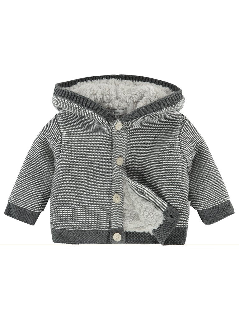 Charcoal Knitted Fluffy Lined Cardigan/Coat - Organic Cotton Cardigan / Jacket Noppies 