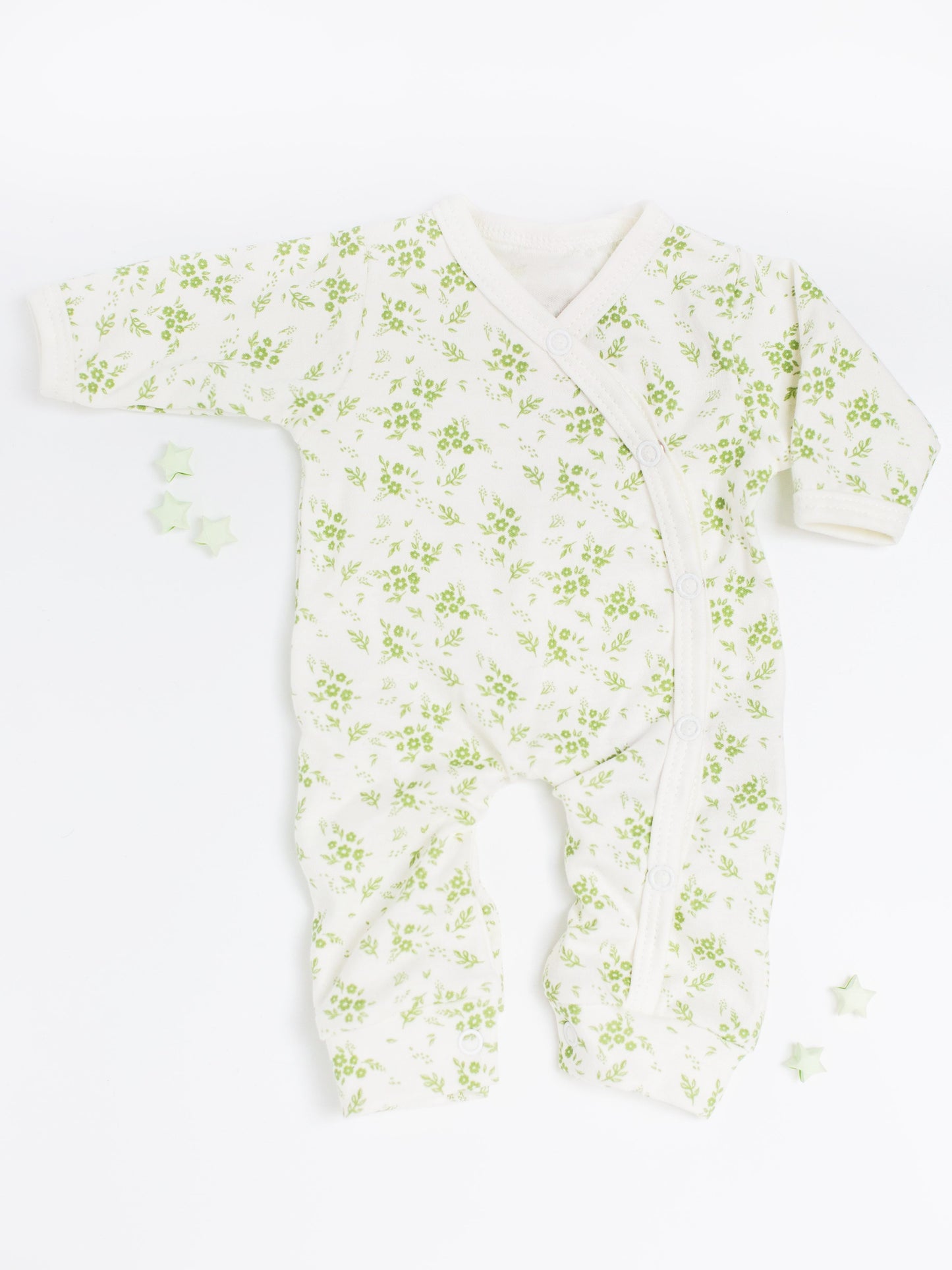 Preemie Girl Sleepsuit, Apple Floral, Premium 100% Organic Cotton Sleepsuit / Babygrow Tiny & Small 