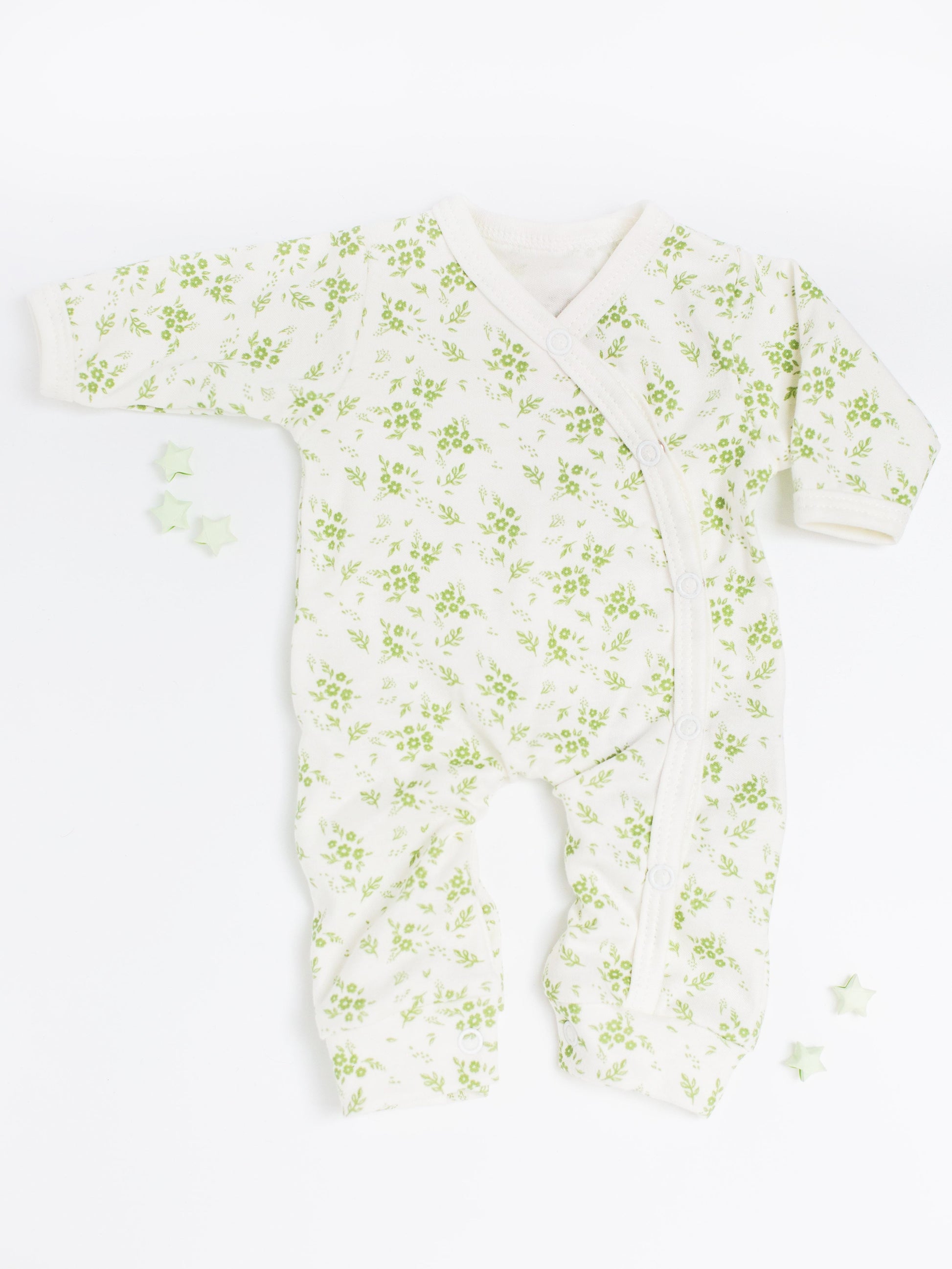 Preemie Girl Sleepsuit, Apple Floral, Premium 100% Organic Cotton Sleepsuit / Babygrow Tiny & Small 