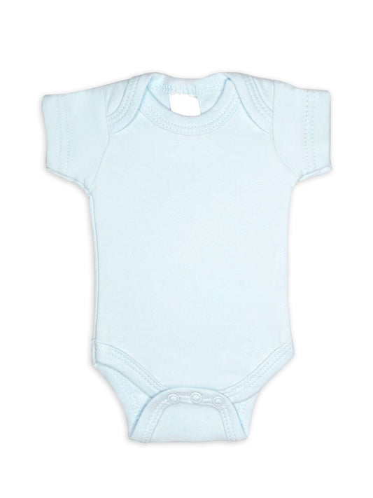 100% Cotton Classic Blue Short Sleeved Bodysuit Bodysuit / Vest Soft Touch 