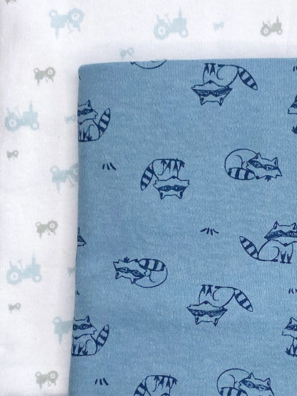 2 Pack, Organic Cotton Blankets, Raccoons / Tractors, 70 x 70 cm Blanket Pippi 