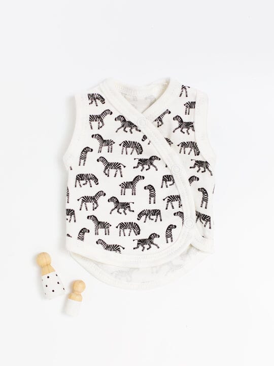 Incubator Vest & Round Hat Set, Little Zebras, 100% Organic Cotton Incubator Vest & Hat Set Tiny & Small 