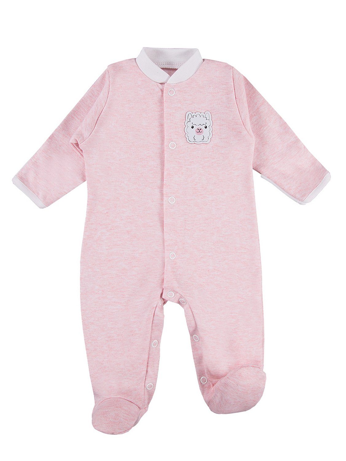 Tiny Baby Footed Sleepsuit, Cute Alpaca Design - Pink Sleepsuit / Babygrow EEVI 