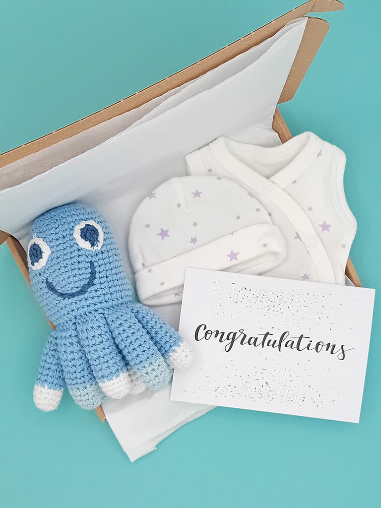 Purple Stars Baby Gift Box - Incubator Vest, Hat, Toy and Card Gift Set Little Mouse Baby Clothing & Gifts 