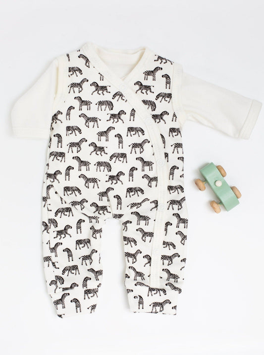 Dungaree & Top Set, Little Zebras, Premium 100% Organic Cotton Dungaree Tiny & Small 