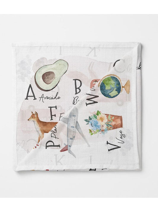 Muslin Swaddle Blanket - Alphabet Swaddle Blanket Banks-Lyon Botanical 