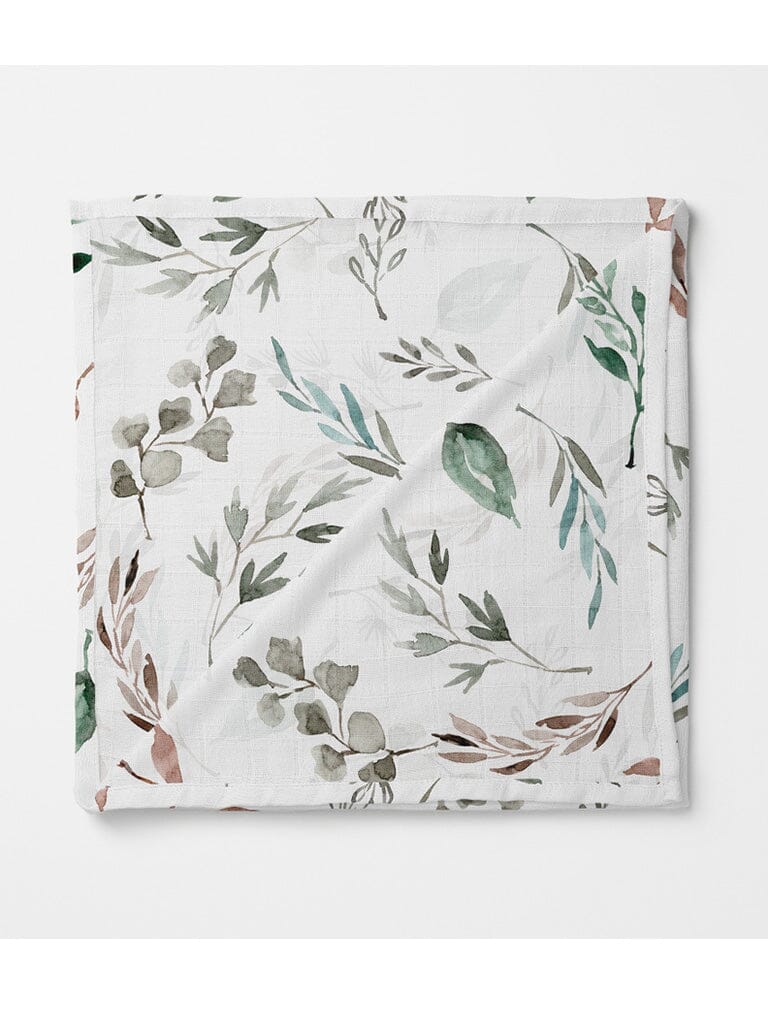 Muslin Swaddle Blanket, Organic - Botanical Leaf Swaddle Blanket Banks-Lyon Botanical 