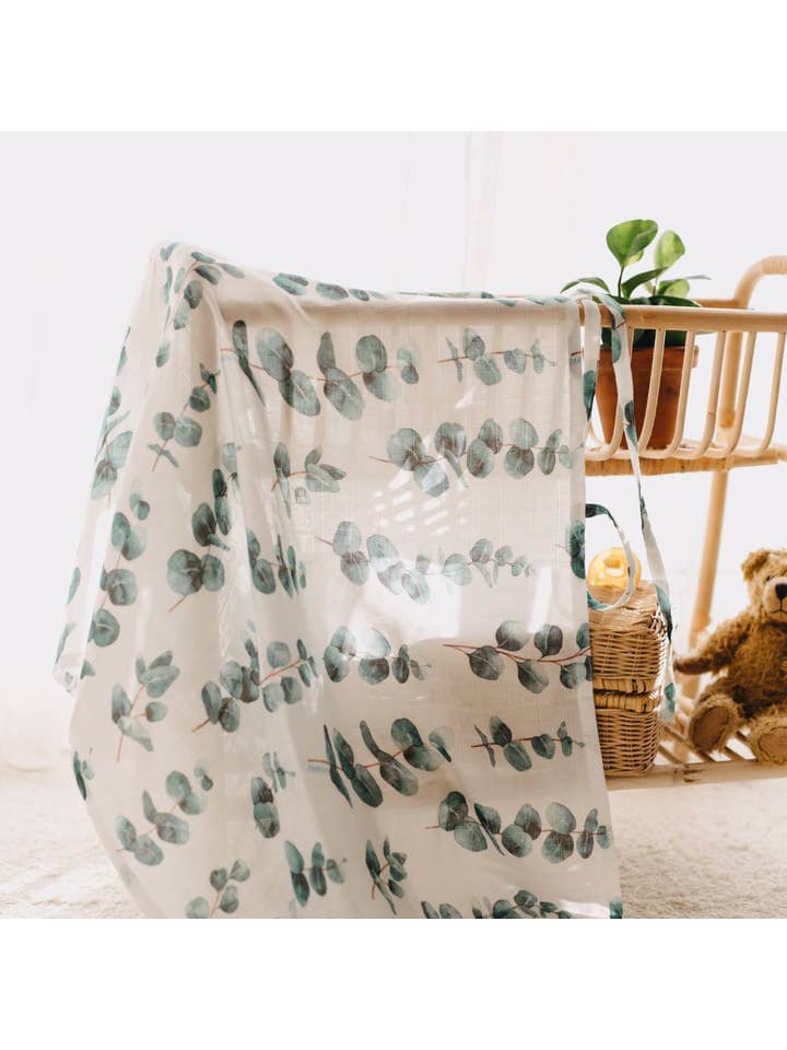 Muslin Swaddle Baby Blanket - Eucalyptus Swaddle Blanket Geople 