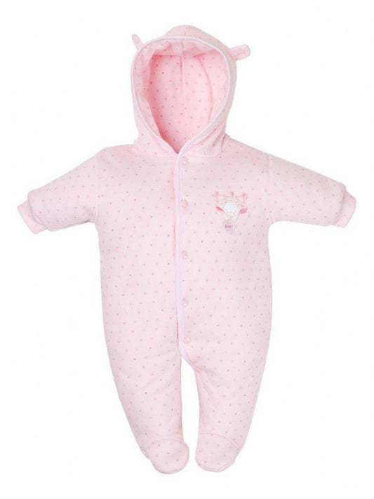 Pink Snowsuit, Bear Ears on Hood Snowsuit / Pramsuit Dandelion 