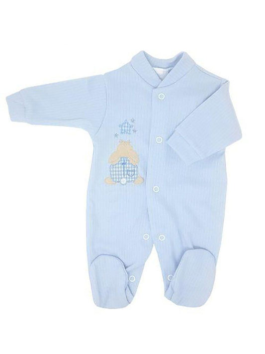 Blue Ribbed Rabbit & Star Sleepsuit Sleepsuit / Babygrow Dandelion 