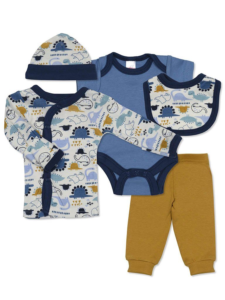 Dinosaur Mustard & Blue 4 piece set Outift Soft Touch 