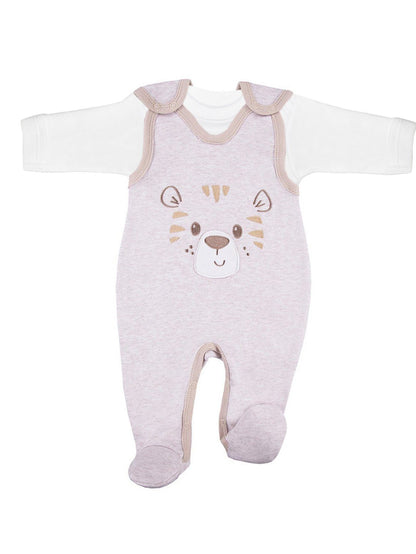 Early Baby Top & Tiger Footed Dungarees Set - Ecru Dungaree EEVI 