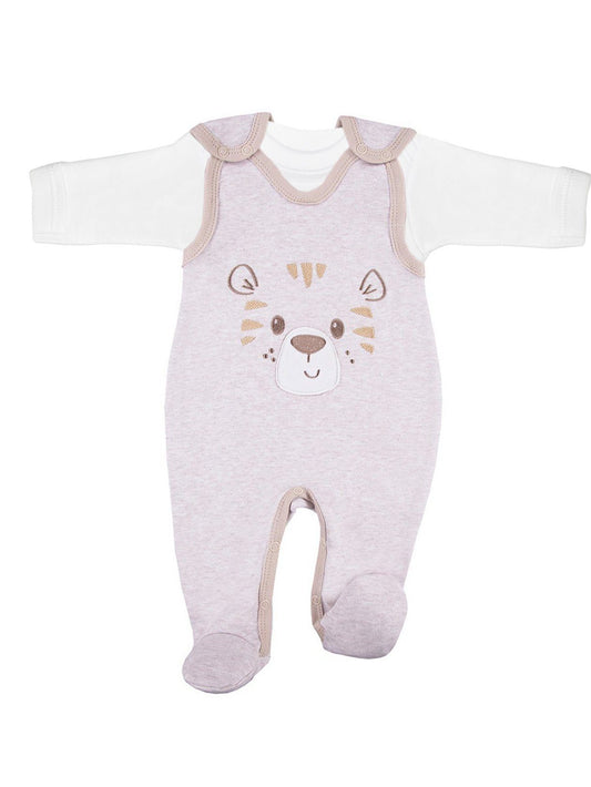 Early Baby Top & Tiger Footed Dungarees Set - Ecru Dungaree EEVI 