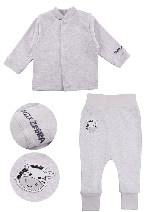 Zebra Design Top & Patch Trousers Set - Grey Top & Trousers EEVI 