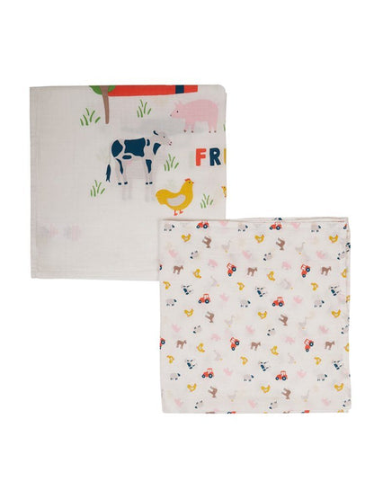 Organic Cotton Farmyard Friends Muslin 2 Pack by Frugi Muslin Frugi 