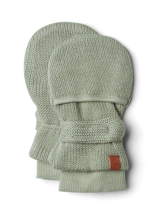 Stay-On Scratch Mittens - Khaki Knit Scratch Mitts Goumikids 