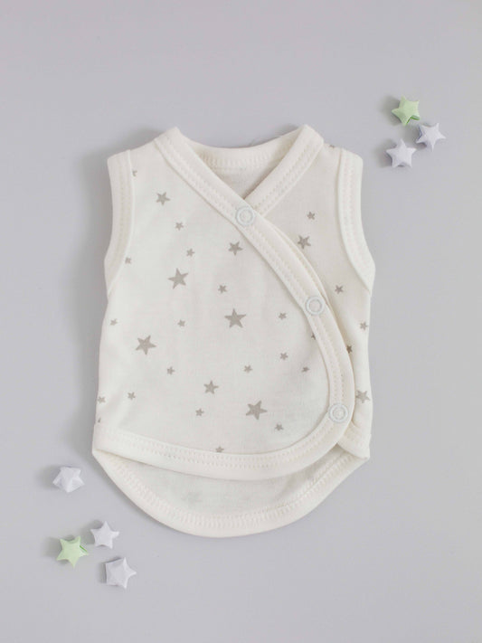 Incubator Vest, Silver Stars, Premium 100% Organic Cotton Bodysuit / Vest Tiny & Small 