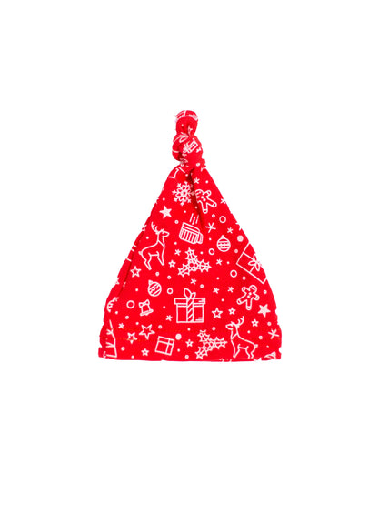 Festive knotted hat, Red, Premium 100% Organic Cotton Hat Tiny & Small 