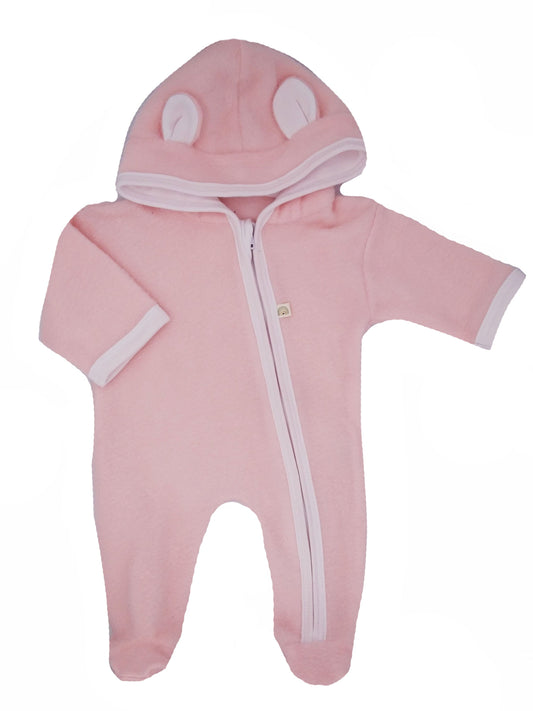 Pink Fleece Pramsuit Snowsuit / Pramsuit Little Lumps 