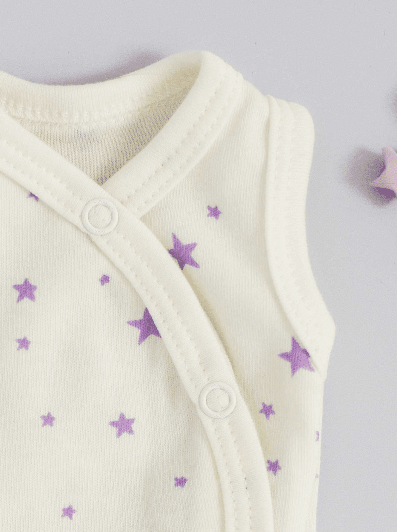 Incubator Vest, Purple Stars, Premium 100% Organic Cotton Bodysuit / Vest Tiny & Small 