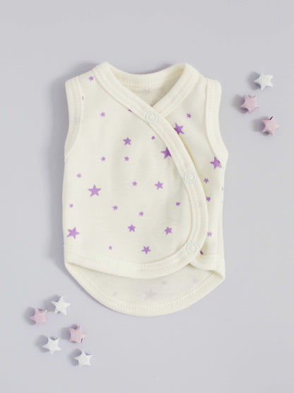 Incubator Vest, Purple Stars, Premium 100% Organic Cotton Bodysuit / Vest Tiny & Small 