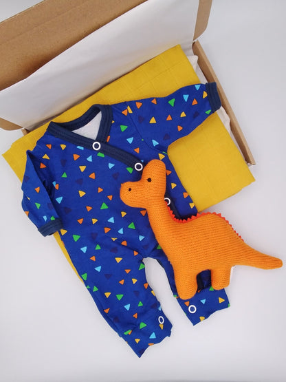 Triangles Gift Box -Sleepsuit, Toy, Muslin & Card Gift Set Tiny & Small 