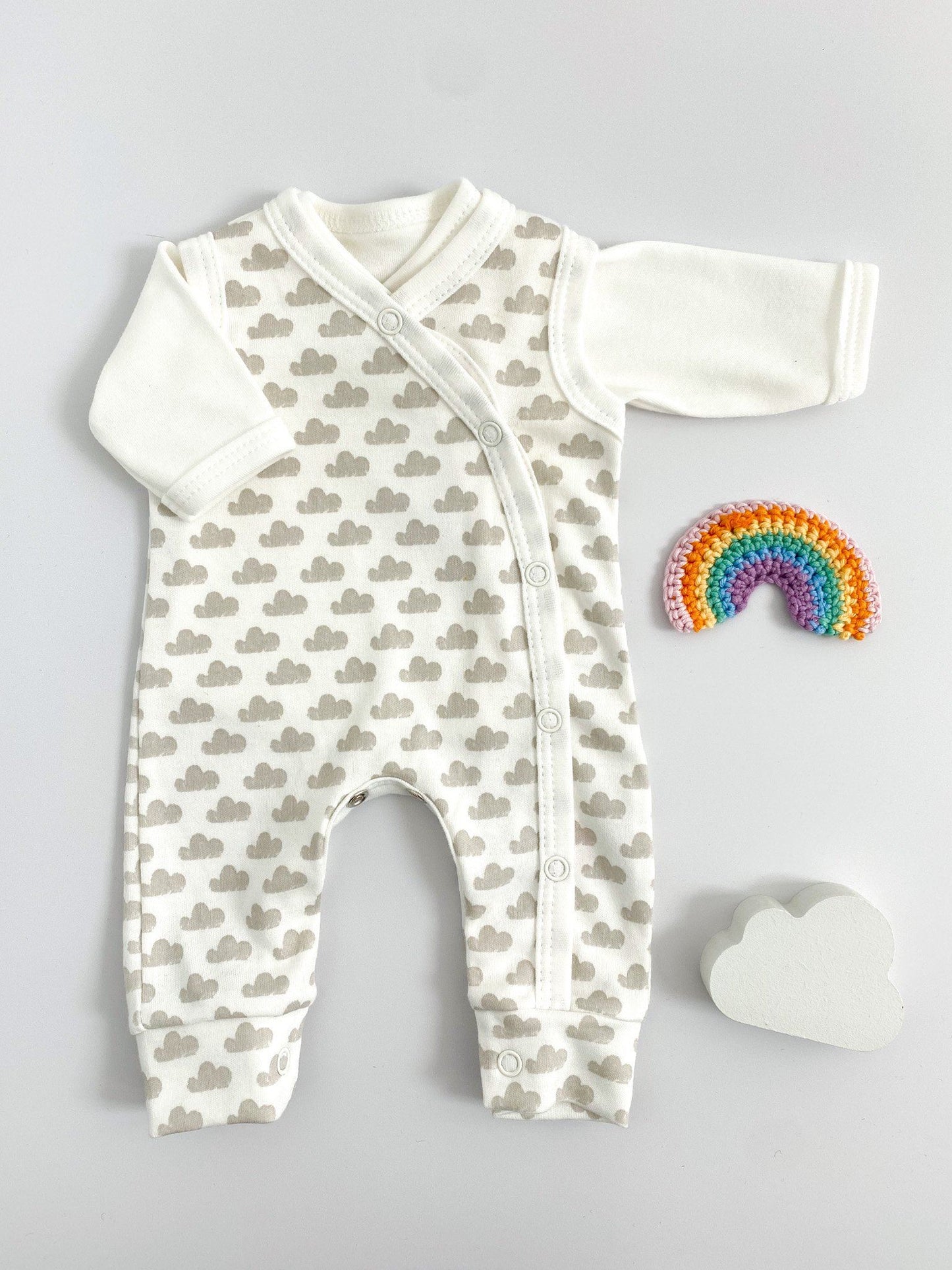 Dungaree & Top Set, Silver Cloud, Premium 100% Organic Cotton Dungaree Tiny & Small 