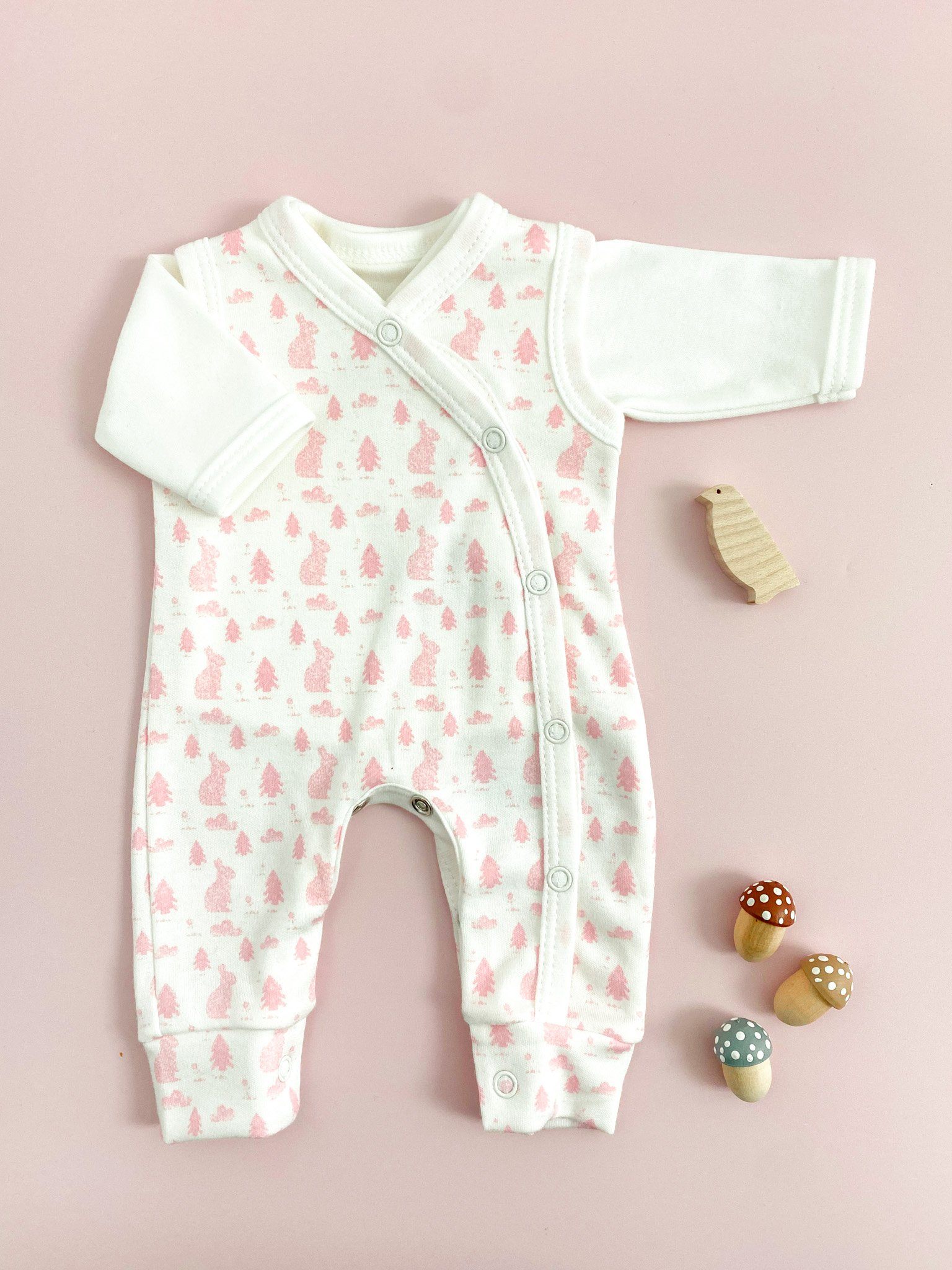 Dungaree & Top Set, Bunny Meadow, Premium 100% Organic Cotton Dungaree Tiny & Small 4-7lb 