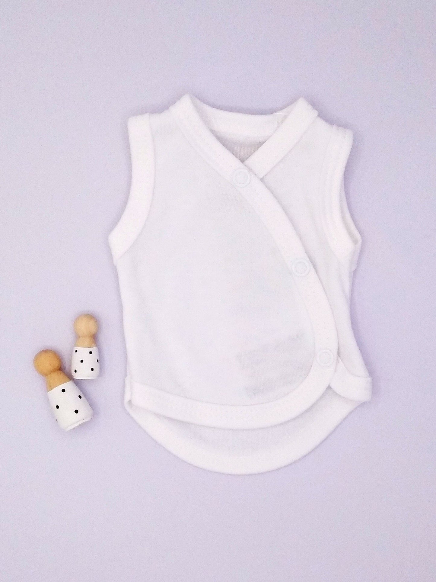 Incubator Vest, White , Premium 100% Organic Cotton Bodysuit / Vest Tiny & Small 