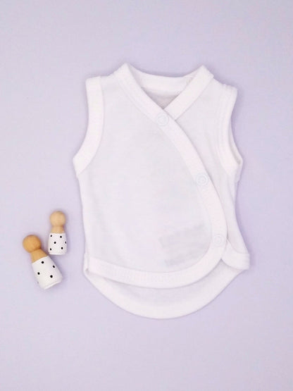 Incubator Vest, White , Premium 100% Organic Cotton Bodysuit / Vest Tiny & Small 