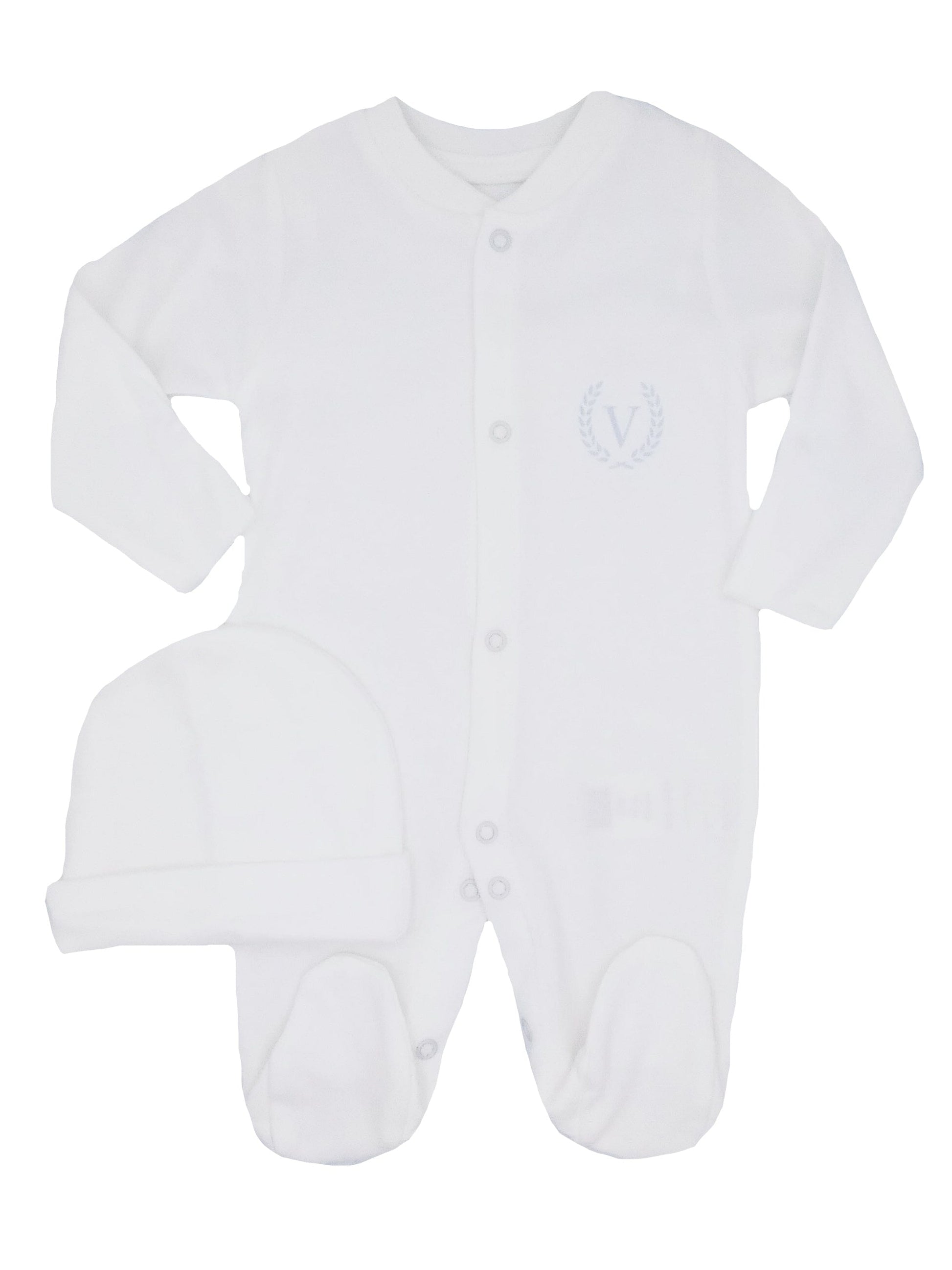 Visara Sleepsuit & Hat Set - White (5-8lb) - Sleepsuit / Babygrow - Visara