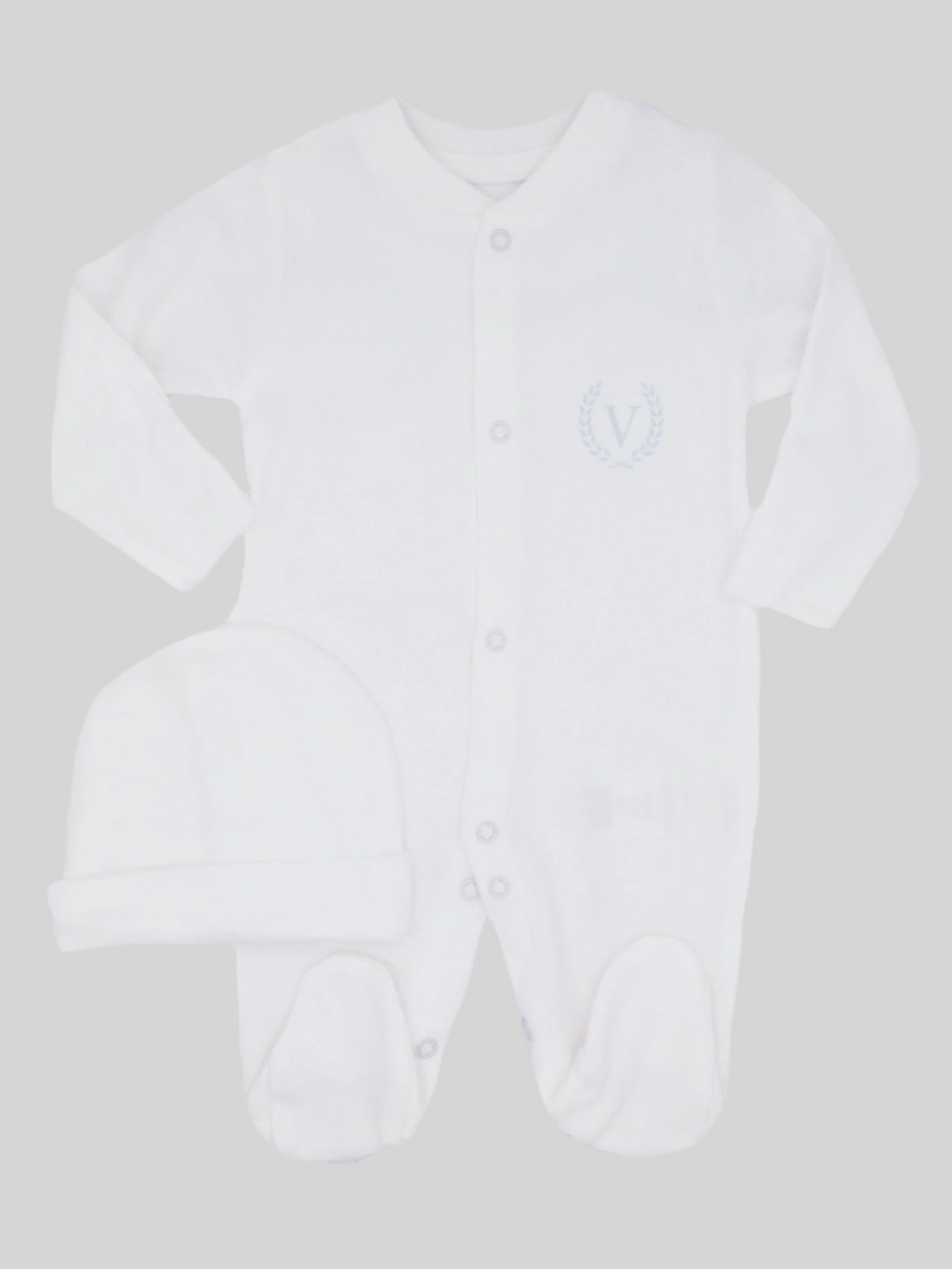 Visara Sleepsuit & Hat Set - White Sleepsuit / Babygrow Visara 